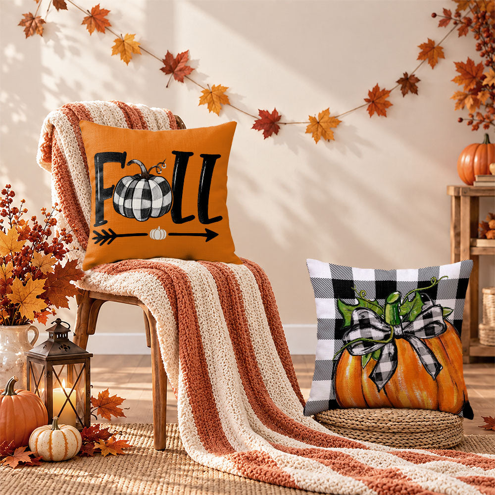 Thanksgiving Fall Decorative Pillow Set of 2 or 4, Harvest Throw Pillows for Home Decor, Gifts for Family