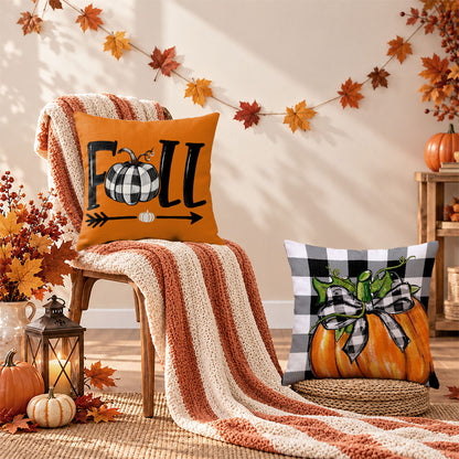 Thanksgiving Fall Decorative Pillow Set of 2 or 4, Harvest Throw Pillows for Home Decor, Gifts for Family