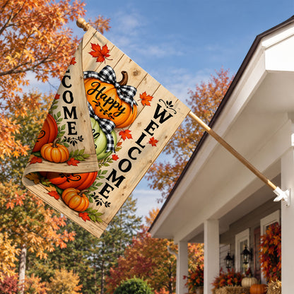 Hello Fall Garden Flag, Welcome Truck Happy Fall Ya'll Floral Pumpkin Outdoor Decor Gift For Family