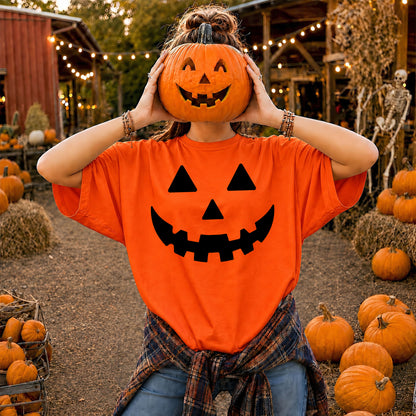 Pumpkin Face Graphic Halloween Sweatshirt, Jack O Lantern Custom Shirt, Funny Halloween Gift