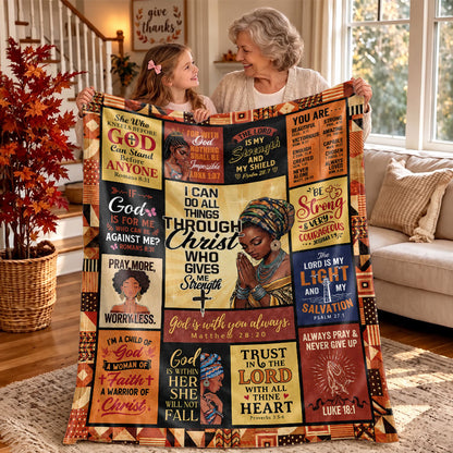 Thanksgiving Jesus Christian Fall Tree Blanket, Religious Fleece & Sherpa Throw, Faith Gift for Adults, Friends