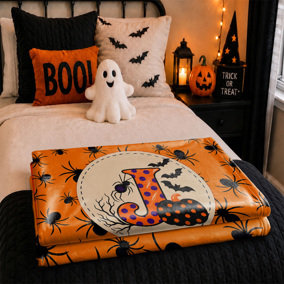 Personalized Halloween Blanket for Kids, Ghost Pumpkin Name Blanket, Fleece & Sherpa Blanket
