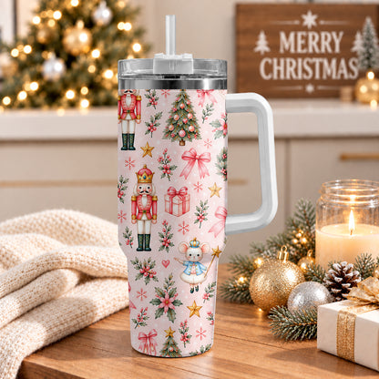Personalized Nutcracker Ballet Tumbler 40oz, Custom Name Ballerina Cup, Christmas Gift for Girls