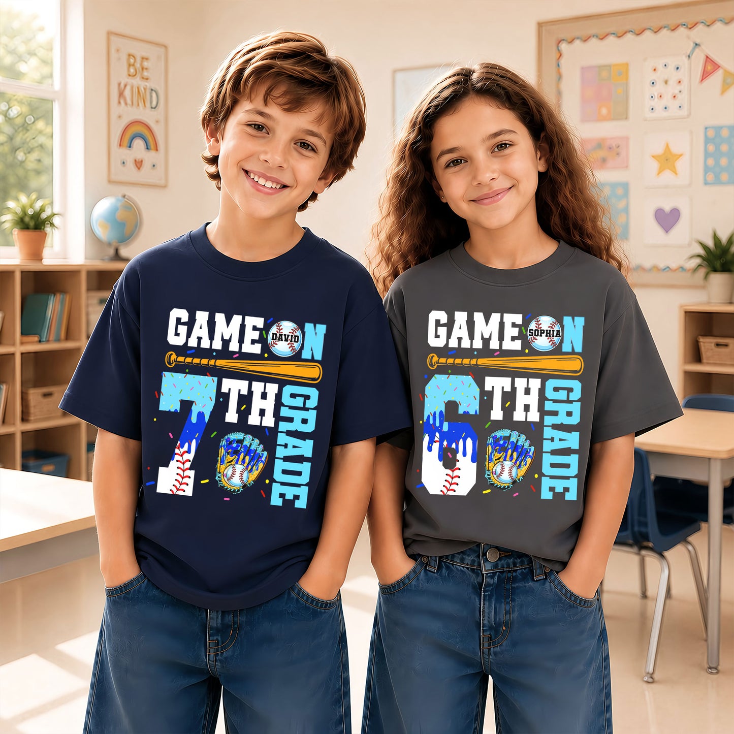 Personalized Baseball Back to School Shirt, Custom Name Game On Student Tee, Pre-K to 8th Grade First Day of School T-Shirt
