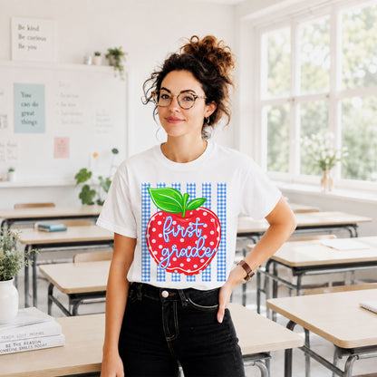 Personalized Striped Back to School Shirt for Kids Teachers – Custom Name & Grade Tee for Pre-K to 8th Grade Students, First Day Outfit