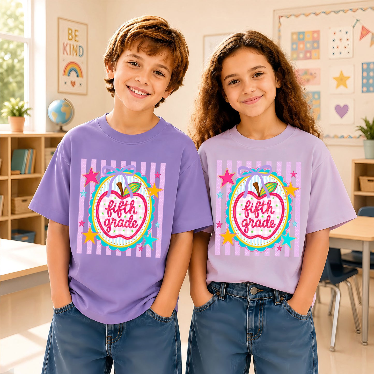 Personalized Striped Back to School Shirt for Kids Teachers – Custom Name & Grade Tee for Pre-K to 8th Grade Students, First Day Outfit