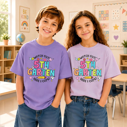 Personalized Watch Out Back to School Shirt – Custom Name & Grade Colorful Tee for Pre-K to 8th Grade Students