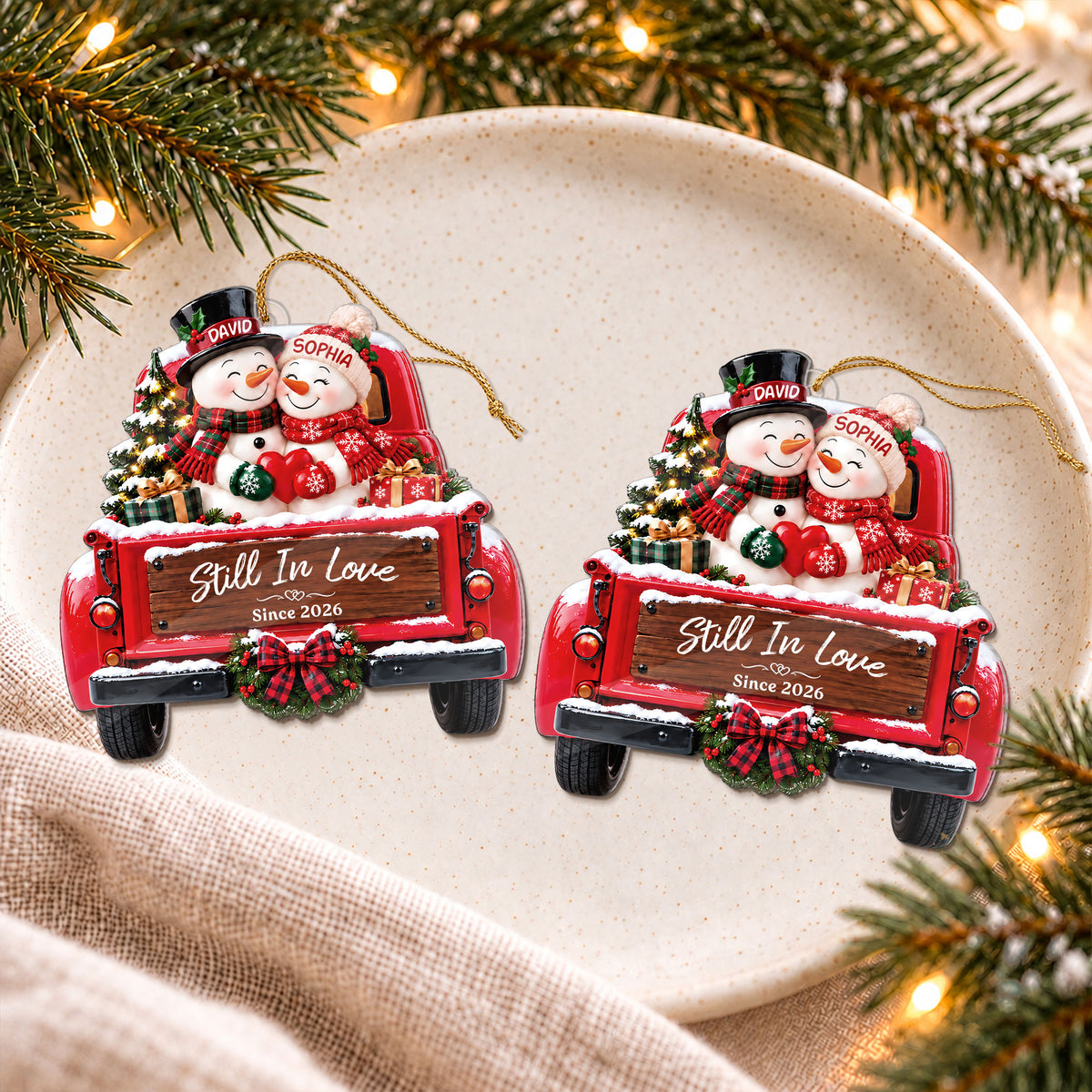 Personalized Snowman Couple Christmas Ornament, Still In Love Keepsake, Christmas Gift for Couples