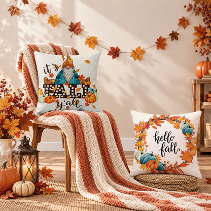 Thanksgiving Fall Decorative Pillow Set of 2 or 4, Harvest Throw Pillows for Home Decor, Gifts for Family