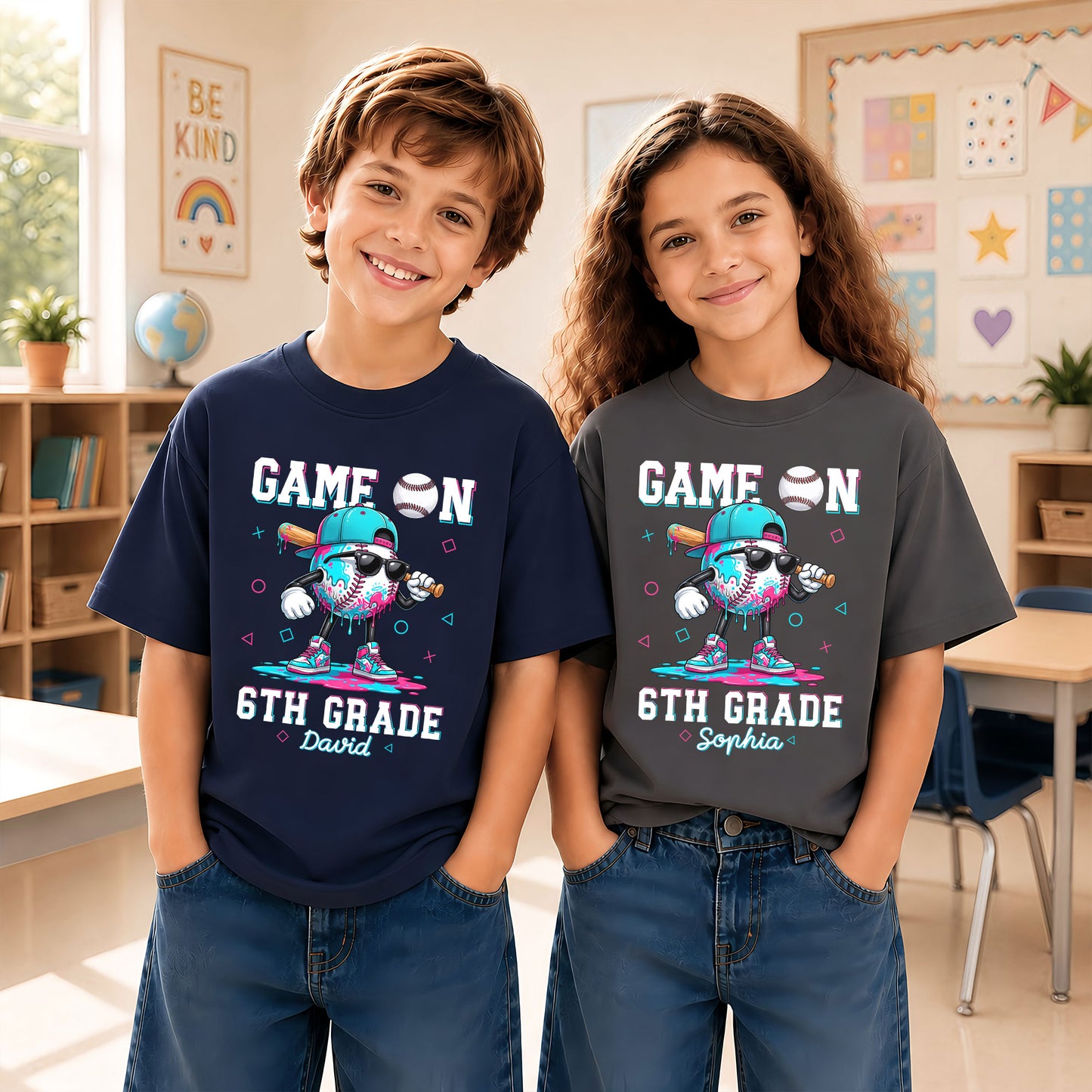 Personalized Baseball Back to School Shirt, Custom Name Game On Student Tee, Pre-K to 8th Grade First Day of School T-Shirt