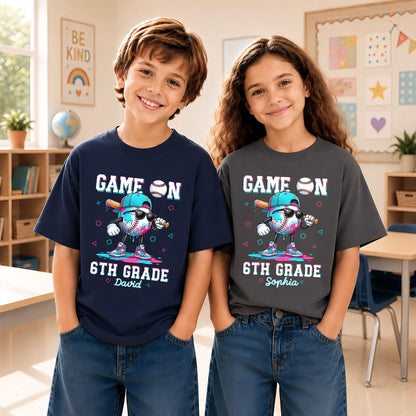 Personalized Baseball Back to School Shirt, Custom Name Game On Student Tee, Pre-K to 8th Grade First Day of School T-Shirt