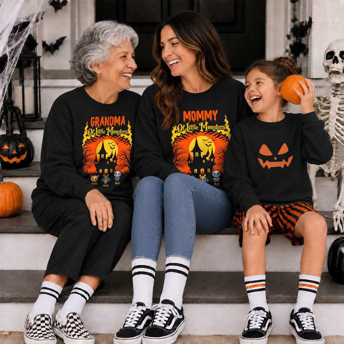 Personalized Halloween Family Shirt, Custom Characters & Names T-Shirt, Family Halloween Outfit, Cute Monster Design