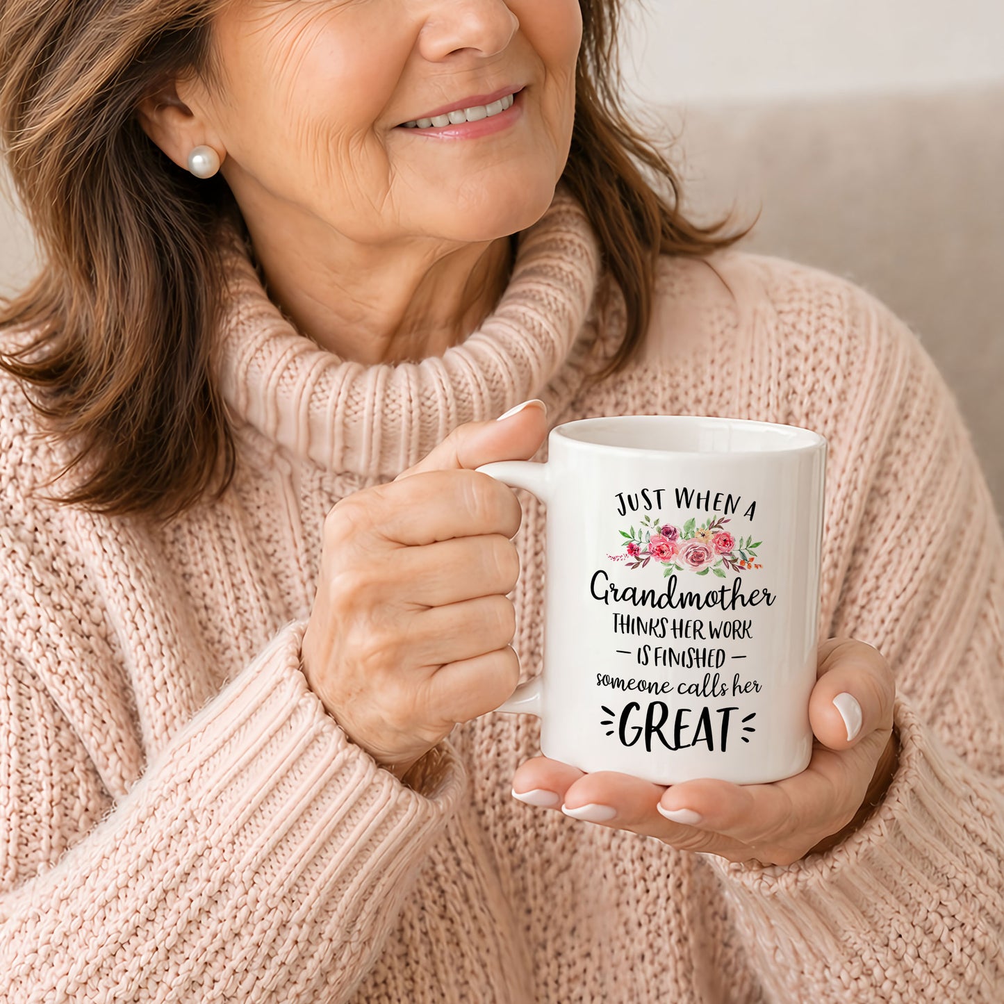 Personalized Grandmother Floral Coffee Mug Custom Name Gift for Grandma