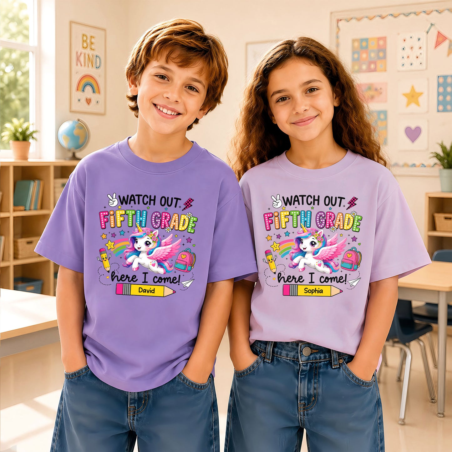 Personalized Watch Out Back to School Shirt – Custom Name & Grade Colorful Tee for Pre-K to 8th Grade Students
