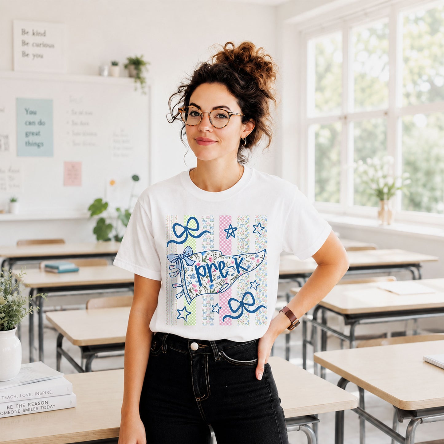 Personalized Back to School Shirt – Custom Name & Grade Preppy Striped Pennant Flag Color Tee for Teachers & Students, Pre-K to 8th Grade Outfit