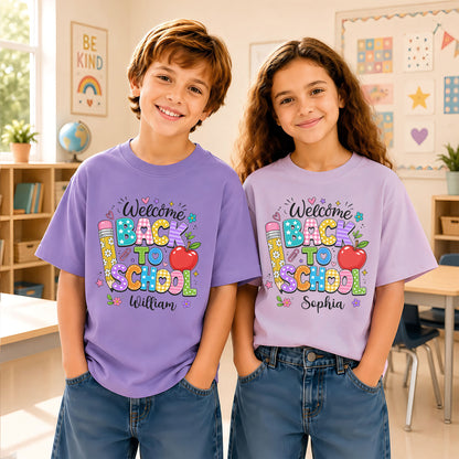 Personalized Welcome Back to School Teacher Student Shirt, Custom Name Back to School T-Shirt, First Day of School Gift Tee