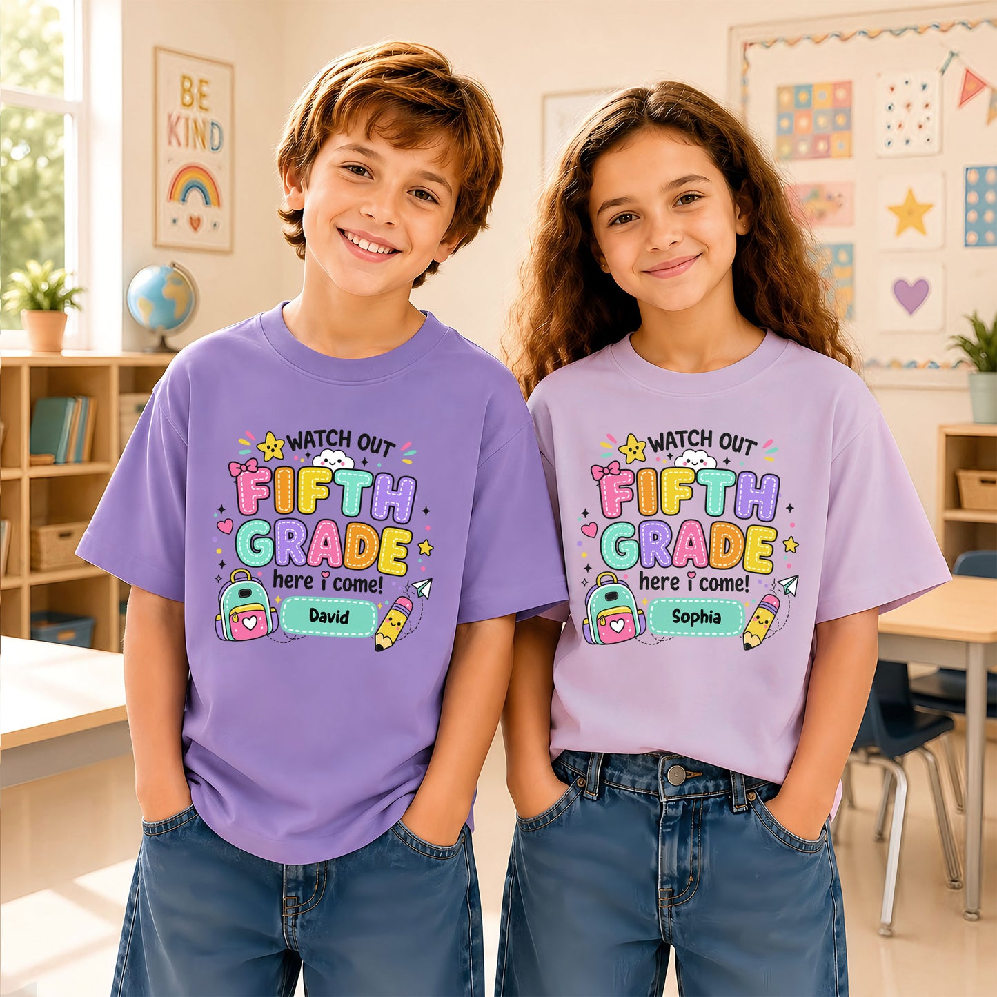 Personalized Watch Out Back to School Shirt – Custom Name & Grade Colorful Tee for Pre-K to 8th Grade Students