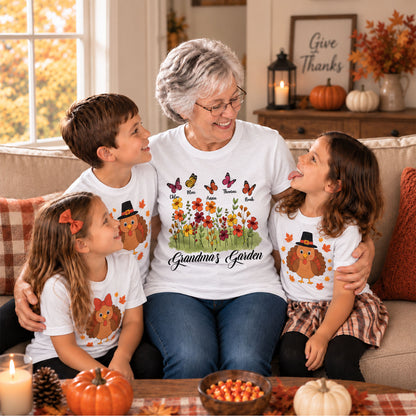 Personalized Grandma Thanksgiving Sweatshirt, Custom Family Name Grandma’s Garden Floral Autumn Family Gift