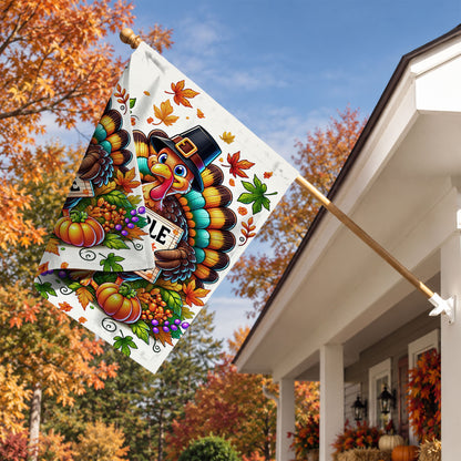 Thanksgiving Garden Flag Turkey GOBBLE WOBBLE Chestnuts Pumpkin Family Home Decor Gift For Family