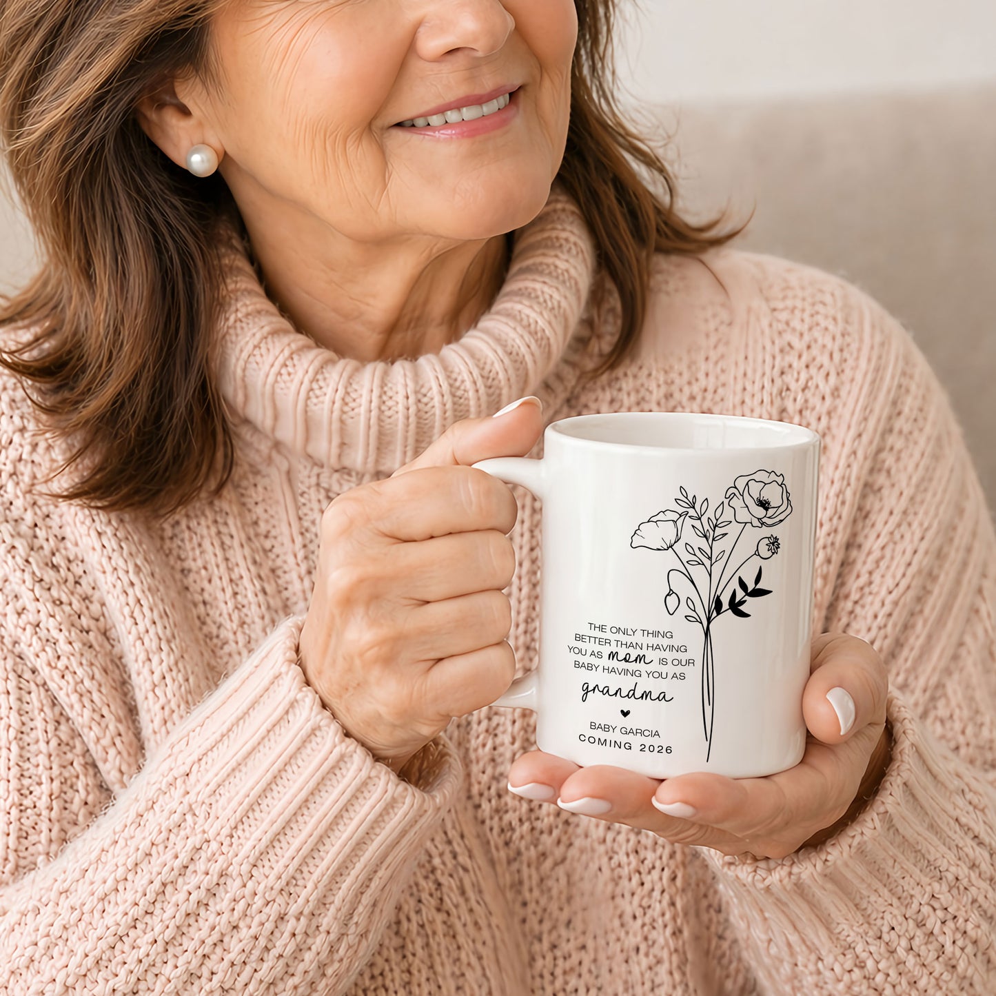 Personalized Grandma Mug – Custom Baby Name & Due Year Coffee Mug, Grandma Announcement Gift, Baby Coming 2026