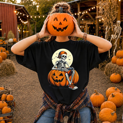 Skeleton Gamer Halloween Sweatshirt, Boys Pumpkin Gaming Shirt, Funny Halloween Gift