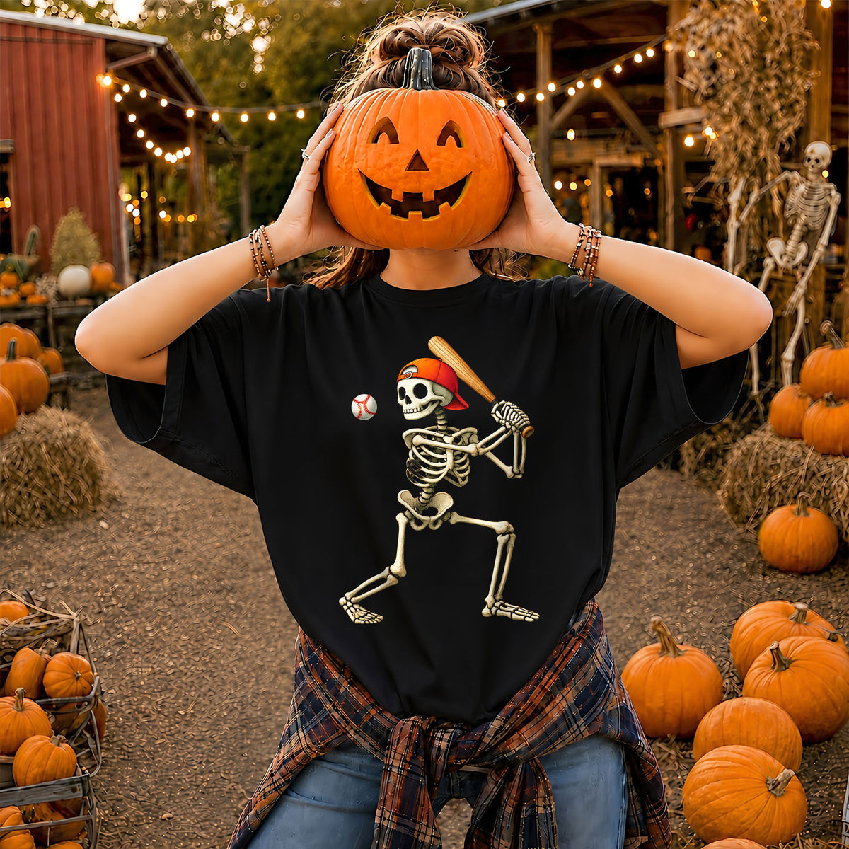 Baseball Skeleton Graphic Halloween Sweatshirt, Spooky Baseball Player Shirt, Funny Halloween Gift
