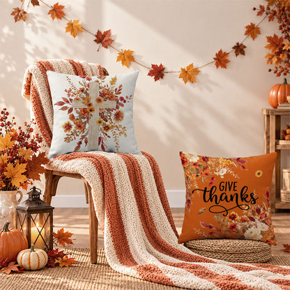 Thanksgiving Fall Decorative Pillow Set of 2 or 4, Harvest Throw Pillows for Home Decor, Gifts for Family