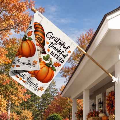 Personalized Thanksgiving Garden Flag - Custom Family Name Christian Flag - Thanksgiving Decor Gift