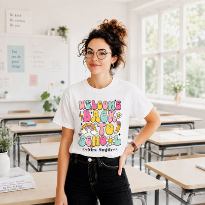 Personalized Welcome Back to School Teacher Student Shirt, Custom Name Back to School T-Shirt, First Day of School Gift Tee