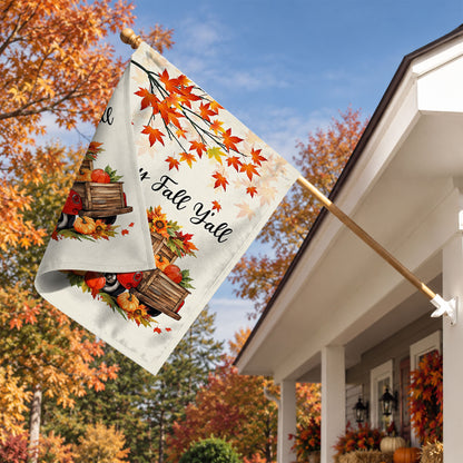 Hello Fall Garden Flag, Welcome Truck Happy Fall Ya'll Floral Pumpkin Outdoor Decor Gift For Family