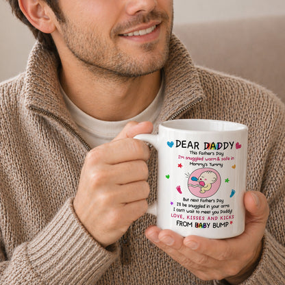 Personalized Dear Daddy Father’s Day Mug – Cute Baby Love Coffee Mug for New Dad, First Father’s Day Gift
