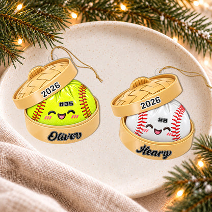 Personalized Custom Shape Acrylic Ornament - Cute Squishy Dumpling Style Sport Ball - Christmas Gift For Kids