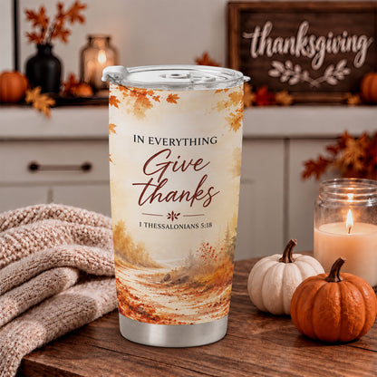 Christian Fall Thanksgiving 20oz Travel Coffee Mug Tumbler, Autumn Gift for Women, Family