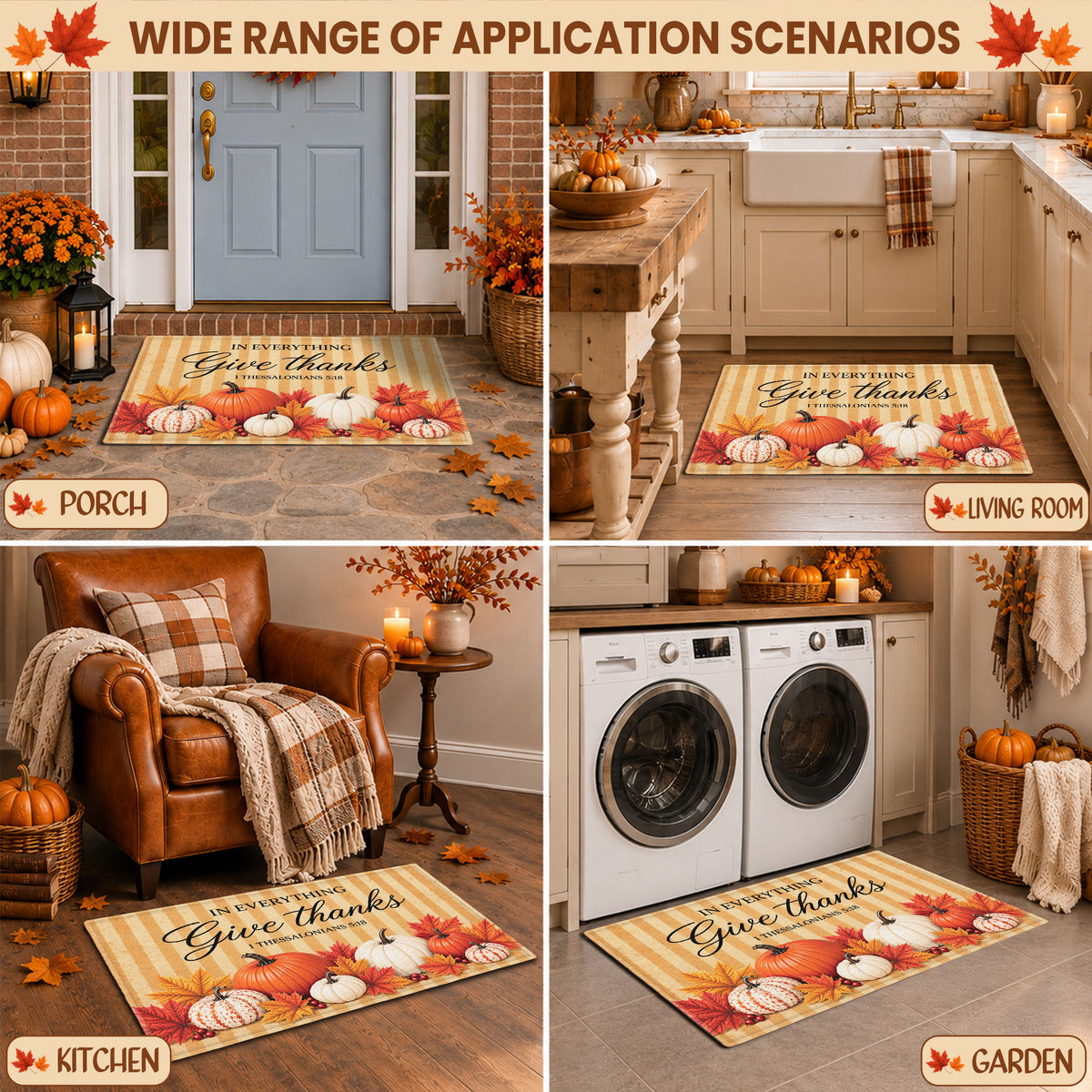 Christian Fall Thanksgiving Doormat, Religious Autumn Home Decor, Faith Inspired Welcome Mat