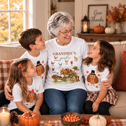 Personalized Grandma Thanksgiving Sweatshirt, Custom Family Name Grandma’s Garden Floral Autumn Family Gift