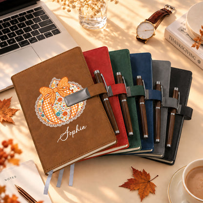 Personalized Notebook Thanksgiving Gift, Fall Floral Pumpkin Gift for Teacher, Student, Family, Friends