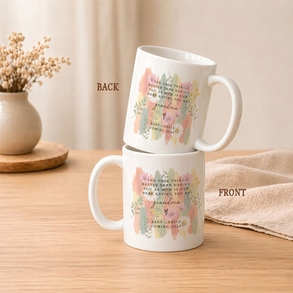 Personalized Grandma Mug – Custom Baby Name & Due Year Coffee Mug, Grandma Announcement Gift, Baby Coming 2026