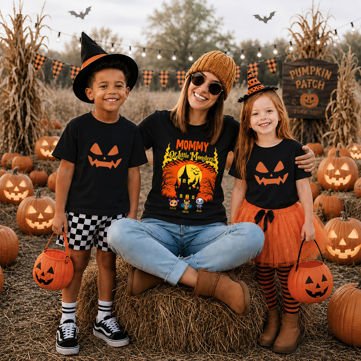 Personalized Halloween Family Shirt, Custom Characters & Names T-Shirt, Family Halloween Outfit, Cute Monster Design