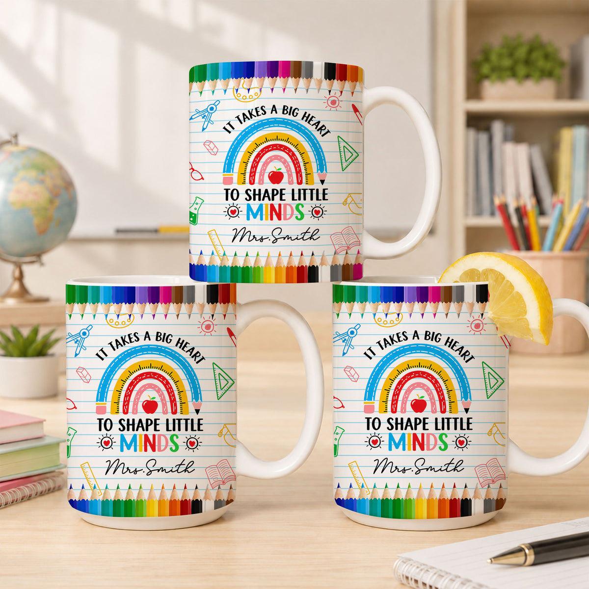 Back to School Personalized Teacher Mug, Custom Name Coffee Mug, Teacher Appreciation Gift for Preschool, Kindergarten & Elementary Teachers