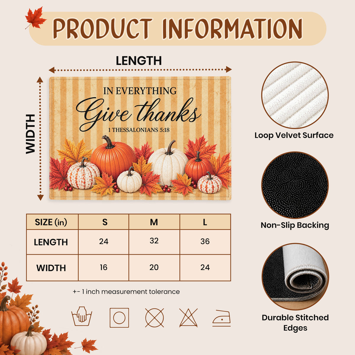 Christian Fall Thanksgiving Doormat, Religious Autumn Home Decor, Faith Inspired Welcome Mat