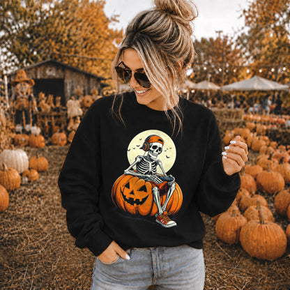 Skeleton Gamer Halloween Sweatshirt, Boys Pumpkin Gaming Shirt, Funny Halloween Gift