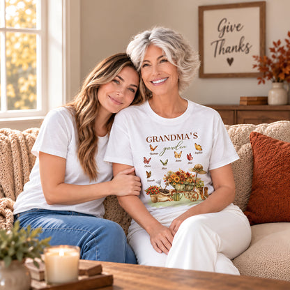 Personalized Grandma Thanksgiving Sweatshirt, Custom Family Name Grandma’s Garden Floral Autumn Family Gift