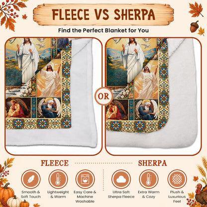 Thanksgiving Jesus Christian Fall Tree Blanket, Religious Fleece & Sherpa Throw, Faith Gift for Adults, Friends