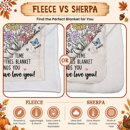 Personalized Grandma Blanket Vintage Wildflower Thanksgiving Gift for Grandma from Grandkids, Family Gift