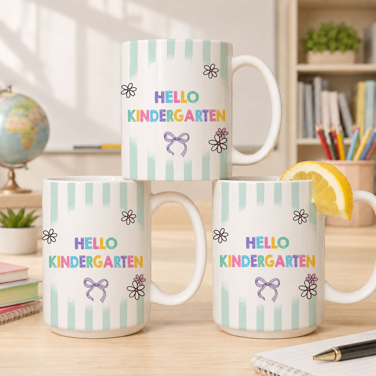 Personalized Hello Kindergarten Mug with Custom Grade & Name, Cute Goose School Coffee Mug, First Day of School Gift for Kids Students
