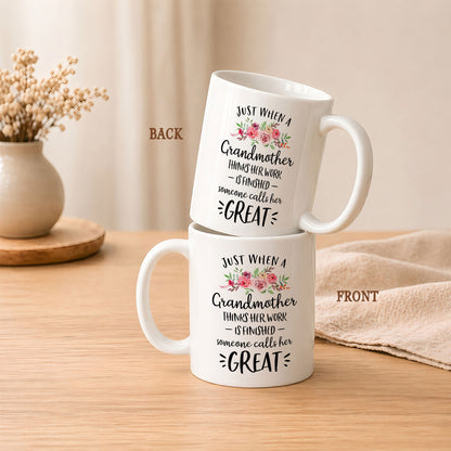 Personalized Grandmother Floral Coffee Mug Custom Name Gift for Grandma