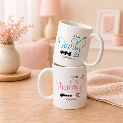 Personalized Mommy Daddy Mug Set – Matching Couple Coffee Mugs for New Parents