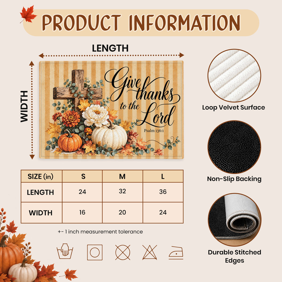 Christian Fall Thanksgiving Doormat, Religious Autumn Home Decor, Faith Inspired Welcome Mat