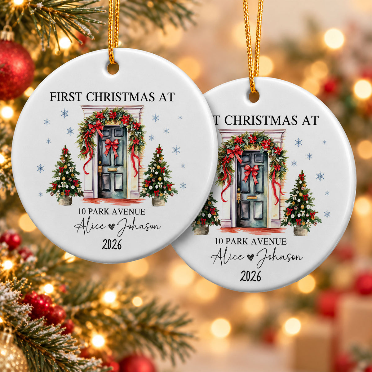 Personalized New Home Christmas Ornament, Custom Name Address Keepsake, Christmas Gift