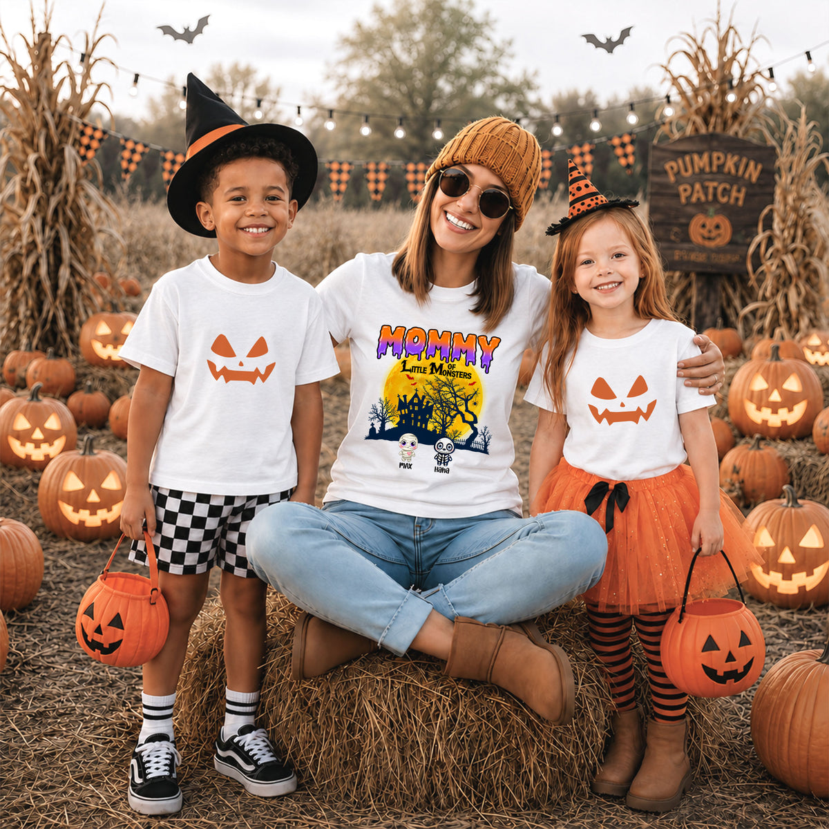 Personalized Halloween Family Shirt, Custom Characters & Names T-Shirt, Family Halloween Outfit, Cute Monster Design